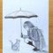 اموزش طراحی با مداد “دختر با گربه در باران “
